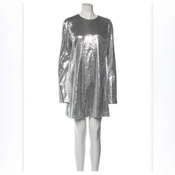 galvan london silver dress Galvan London Metallic Silver Twist Detail Maxi Dress Size F 40/US 8 $1395